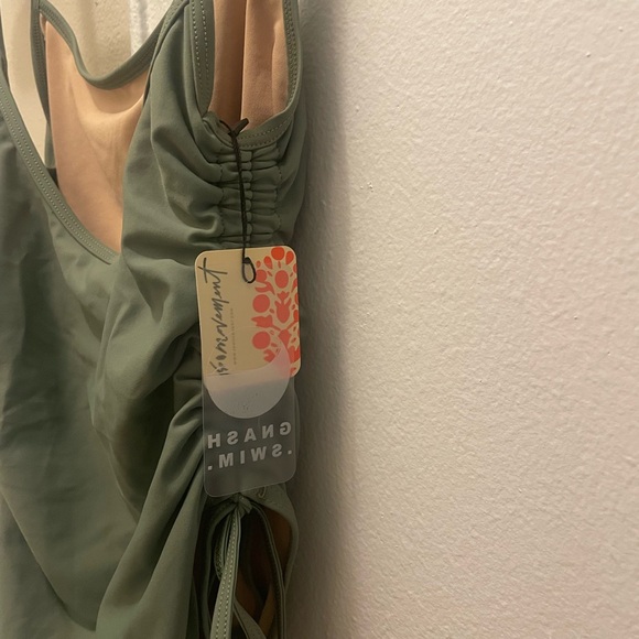 FP Movement Gnash Swim Sage Green One Piece Swimsuit with Adjustable Side Ties - Picture 6 of 7